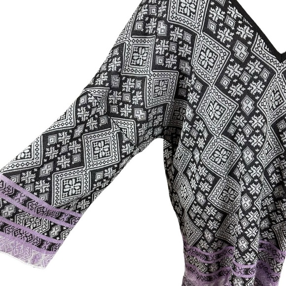 Free People Retro 70s Bohemian Poncho Sweater Tunic Top Fringe Small Oversized - Picture 6 of 16